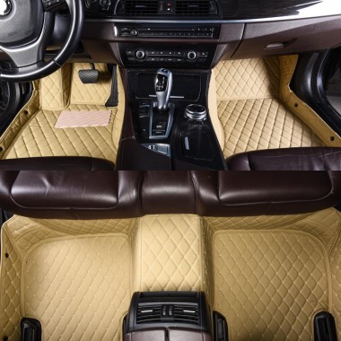 Low Cost Beige Luxury Leather Diamond Car Floor Mats