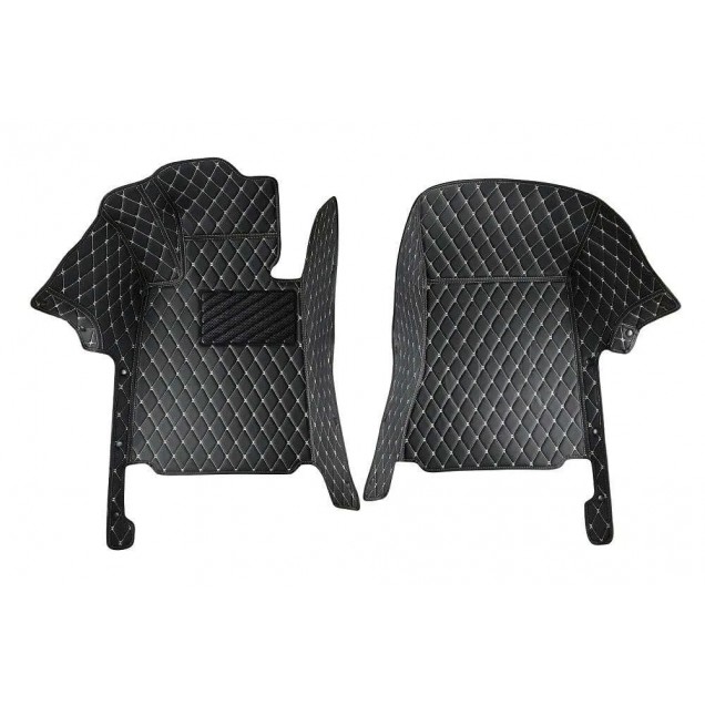 Low Cost Black and Beige Stitching Luxury Leather Diamond Car Floor Mats Low Cost Black and Beige Stitching Luxury Leather Diamond Car Floor Mats
