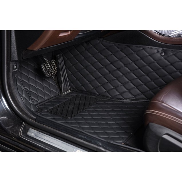 Low Cost Black and Black Stitching Luxury Leather Diamond Car Mats Low Cost Black and Black Stitching Luxury Leather Diamond Car Mats
