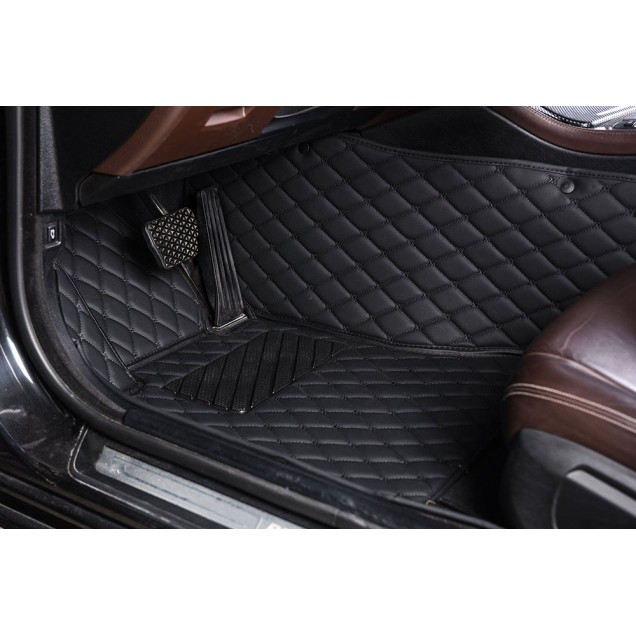Low Cost Black and Black Stitching Luxury Leather Diamond Car Floor Mats Low Cost Black and Black Stitching Luxury Leather Diamond Car Floor Mats