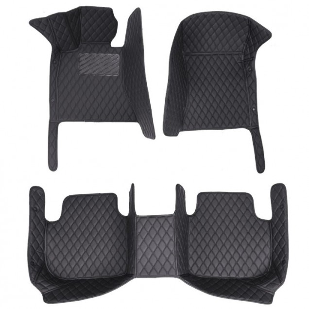 Low Cost Black and Black Stitching Luxury Leather Diamond Car Floor Mats Low Cost Black and Black Stitching Luxury Leather Diamond Car Floor Mats