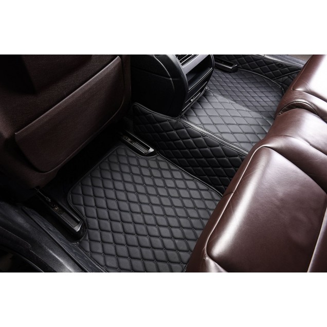 Low Cost Black and Black Stitching Luxury Leather Diamond Car Mats Low Cost Black and Black Stitching Luxury Leather Diamond Car Mats