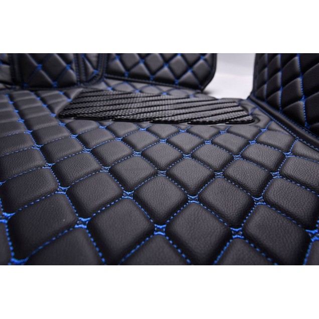 Low Cost Black and Blue Stitching Luxury Leather Diamond Car Floor Mats Low Cost Black and Blue Stitching Luxury Leather Diamond Car Floor Mats