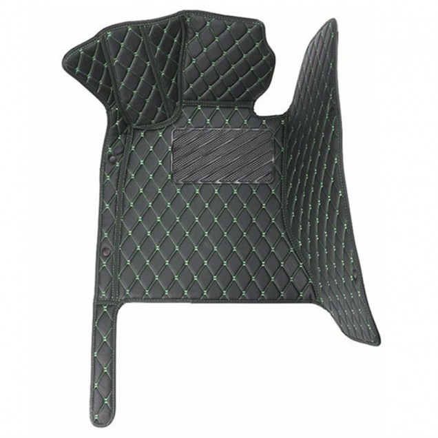 Low Cost Black and Green Stitching Luxury Leather Diamond Car Floor Mats Low Cost Black and Green Stitching Luxury Leather Diamond Car Floor Mats