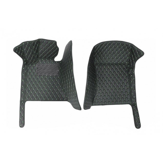 Low Cost Black and Green Stitching Luxury Leather Diamond Car Floor Mats Low Cost Black and Green Stitching Luxury Leather Diamond Car Floor Mats