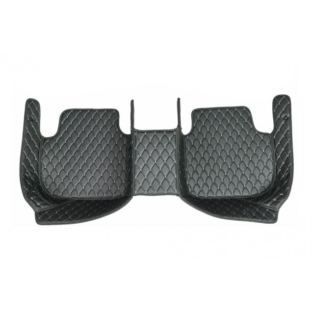 Low Cost Black and Green Stitching Luxury Leather Diamond Car Floor Mats Low Cost Black and Green Stitching Luxury Leather Diamond Car Floor Mats