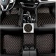 Low Cost Black and Orange Stitching Luxury Leather Diamond Car Floor Mats Low Cost Black and Orange Stitching Luxury Leather Diamond Car Floor Mats