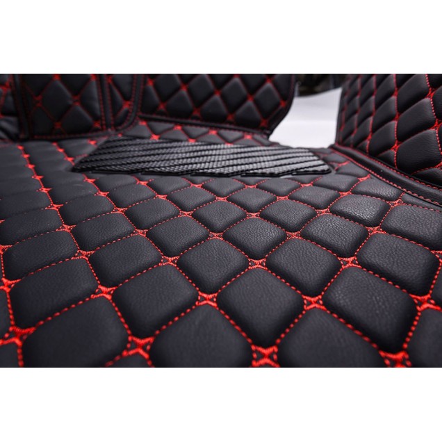 Low Cost Black and Red Stitching Luxury Leather Diamond Car Floor Mats Low Cost Black and Red Stitching Luxury Leather Diamond Car Floor Mats
