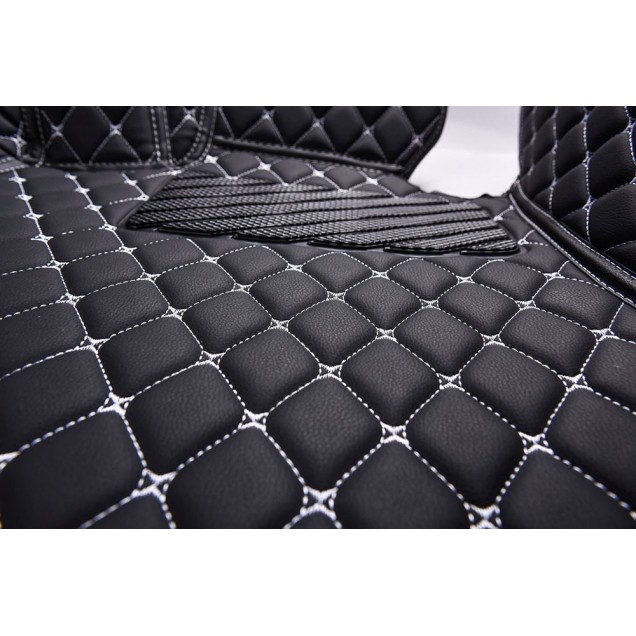 Low Cost Black and White Stitching Luxury Leather Diamond Car Floor Mats Low Cost Black and White Stitching Luxury Leather Diamond Car Floor Mats