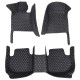 Low Cost Black and White Stitching Luxury Leather Diamond Car Floor Mats Low Cost Black and White Stitching Luxury Leather Diamond Car Floor Mats