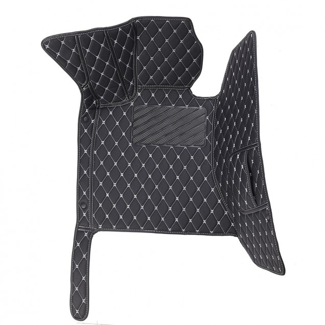 Low Cost Black and White Stitching Luxury Leather Diamond Car Floor Mats Low Cost Black and White Stitching Luxury Leather Diamond Car Floor Mats