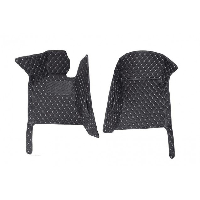 Low Cost Black and White Stitching Luxury Leather Diamond Car Floor Mats Low Cost Black and White Stitching Luxury Leather Diamond Car Floor Mats