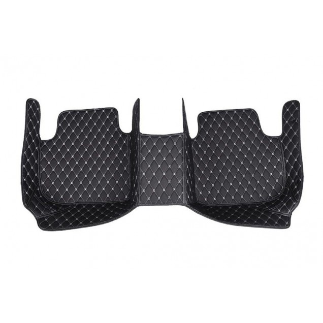 Low Cost Black and White Stitching Luxury Leather Diamond Car Floor Mats Low Cost Black and White Stitching Luxury Leather Diamond Car Floor Mats