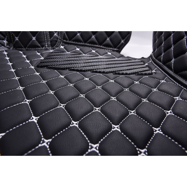 Low Cost Black and White Stitching Luxury Leather Diamond Car Mats Low Cost Black and White Stitching Luxury Leather Diamond Car Mats