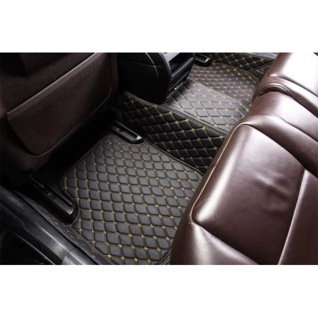 Low Cost Black and Yellow Stitching Luxury Leather Diamond Car Mats Low Cost Black and Yellow Stitching Luxury Leather Diamond Car Mats