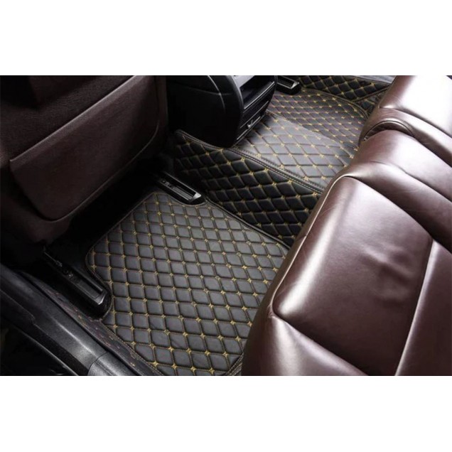 Low Cost Black and Yellow Stitching Luxury Leather Diamond Car Floor Mats Low Cost Black and Yellow Stitching Luxury Leather Diamond Car Floor Mats