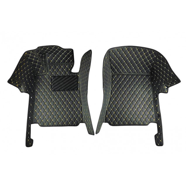 Low Cost Black and Yellow Stitching Luxury Leather Diamond Car Floor Mats Low Cost Black and Yellow Stitching Luxury Leather Diamond Car Floor Mats