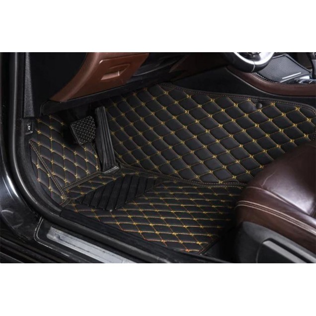 Low Cost Black and Yellow Stitching Luxury Leather Diamond Car Mats Low Cost Black and Yellow Stitching Luxury Leather Diamond Car Mats