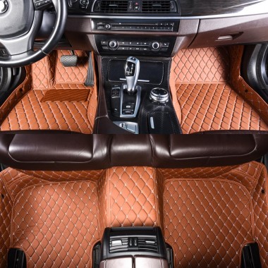 Low Cost Brown Luxury Leather Diamond Car Floor Mats