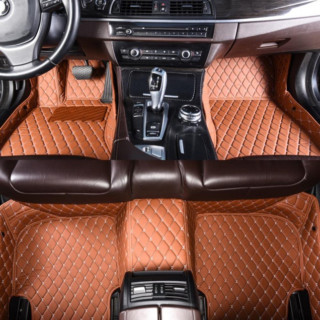Low Cost Brown Luxury Leather Diamond Car Floor Mats Low Cost Brown Luxury Leather Diamond Car Floor Mats