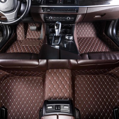 Low Cost Dark Brown Luxury Leather Diamond Car Floor Mats