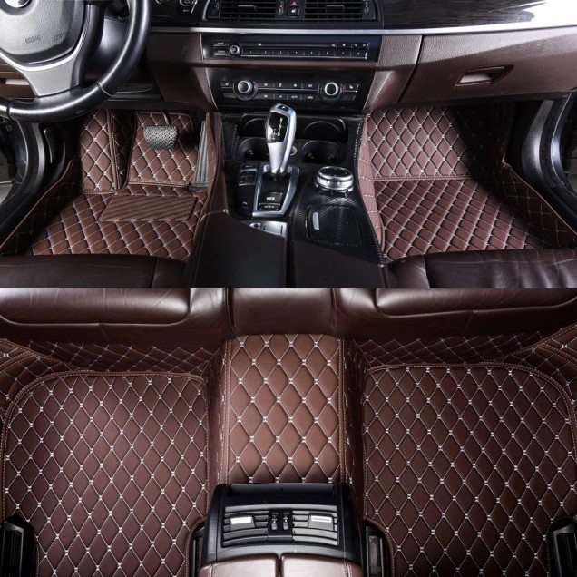 Low Cost Dark Brown Luxury Leather Diamond Car Floor Mats Low Cost Dark Brown Luxury Leather Diamond Car Floor Mats