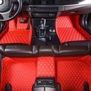 Low Cost Red Luxury Leather Diamond Car Floor Mats