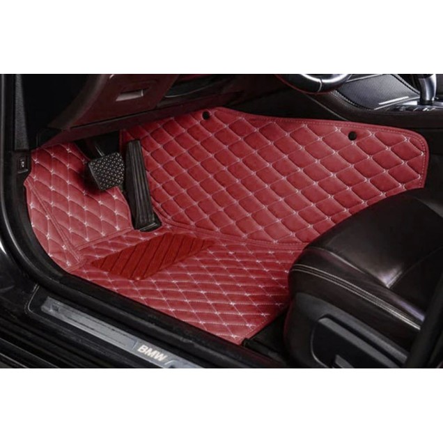 Low Cost Wine Red Luxury Leather Diamond Car Floor Mats Low Cost Wine Red Luxury Leather Diamond Car Floor Mats