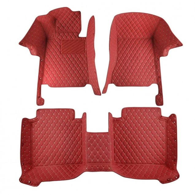 Low Cost Wine Red Luxury Leather Diamond Car Floor Mats Low Cost Wine Red Luxury Leather Diamond Car Floor Mats