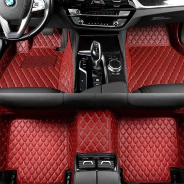 Low Cost Wine Red Luxury Leather Diamond Car Mats