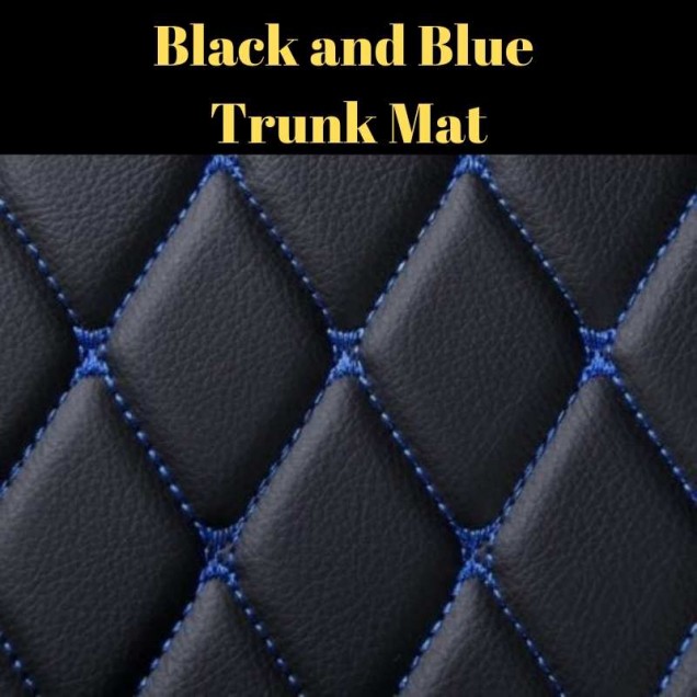 Low Cost Black and Blue Stitching Luxury Leather Diamond Trunk Base Mats Low Cost Black and Blue Stitching Luxury Leather Diamond Trunk Base Mats