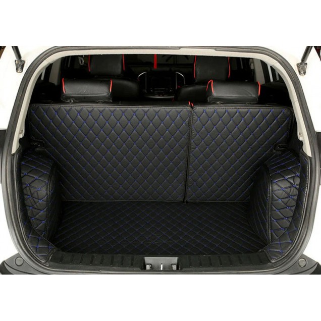 Low Cost Black and Blue Stitching Full Cover Luxury Leather Diamond Trunk Car Mats Low Cost Black and Blue Stitching Full Cover Luxury Leather Diamond Trunk Car Mats