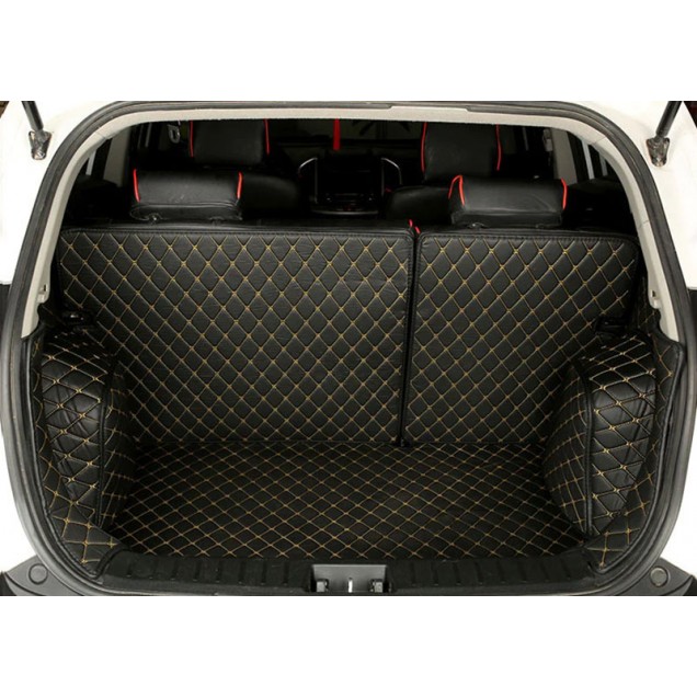 Low Cost Black and Yellow Stitching Full Cover Luxury Leather Diamond Trunk Car Mats Low Cost Black and Yellow Stitching Full Cover Luxury Leather Diamond Trunk Car Mats