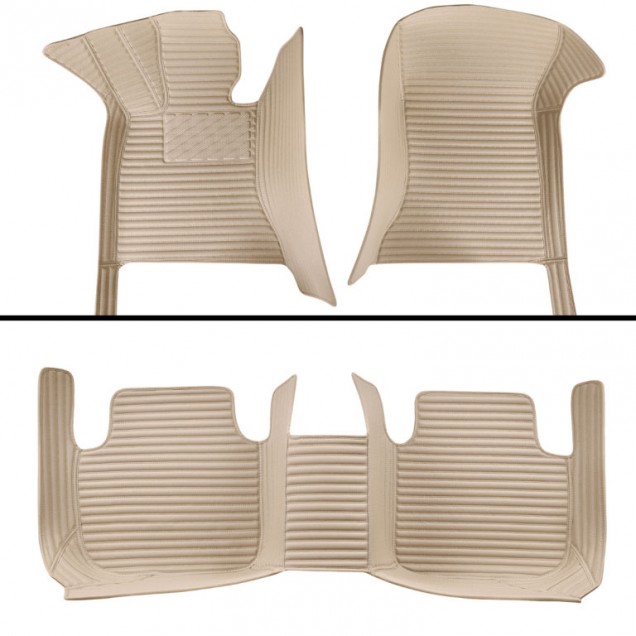 Low Cost Beige Luxury Leather Stripe Car Floor Mats Low Cost Beige Luxury Leather Stripe Car Floor Mats