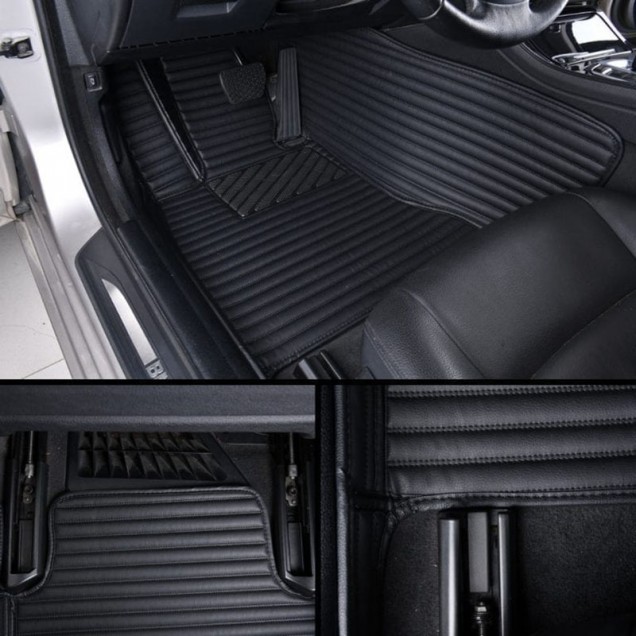 Low Cost Black Luxury Leather Stripe Car Floor Mats Low Cost Black Luxury Leather Stripe Car Floor Mats
