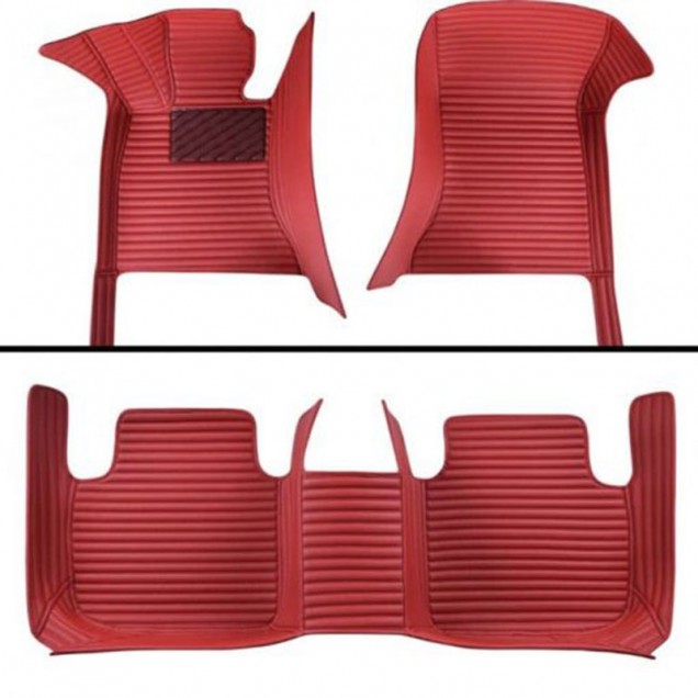 Low Cost Maroon Luxury Leather Stripe Car Floor Mats Low Cost Maroon Luxury Leather Stripe Car Floor Mats