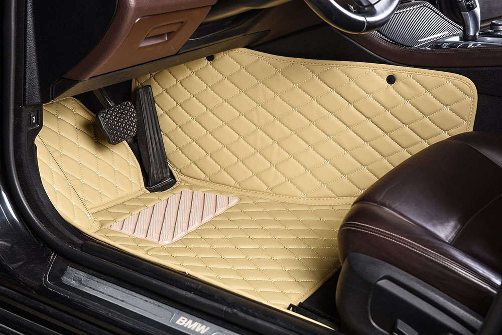Low Cost Beige Luxury Leather Diamond Car Mats