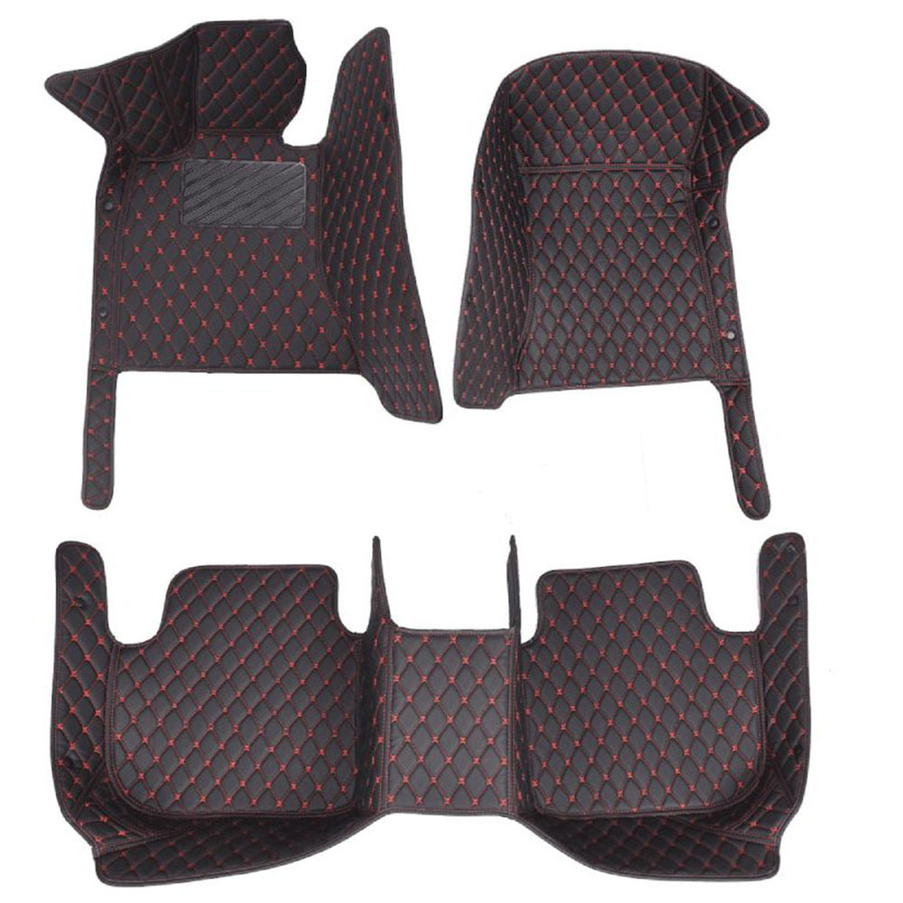 Low Cost Black and Red Stitching Diamonds Car Floor Mats