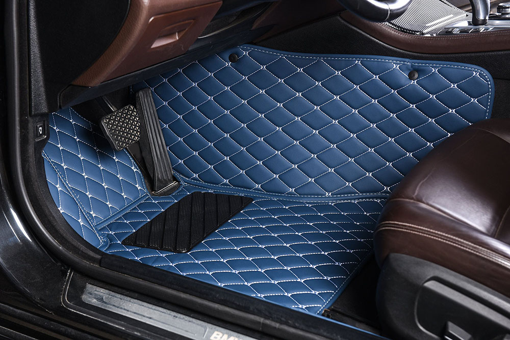 Low Cost Blue Luxury Leather Diamond Car Mats