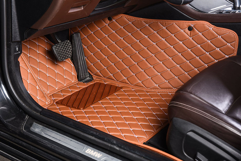 Low Cost Brown Luxury Leather Diamond Car Mats