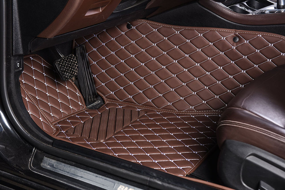 Low Cost Dark Brown Luxury Leather Diamond Car Mats