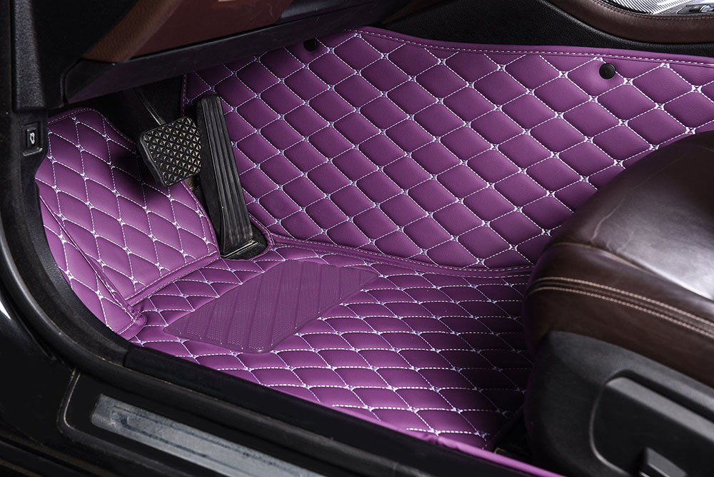 Low Cost Purple Luxury Leather Diamond Car Mats