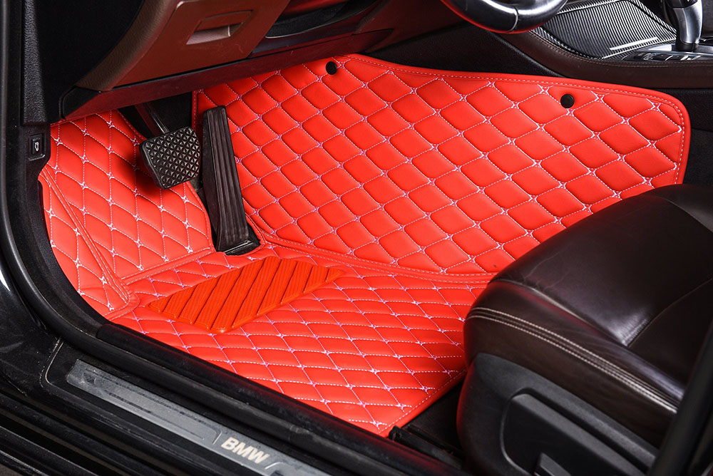 Low Cost Red Luxury Leather Diamond Car Mats