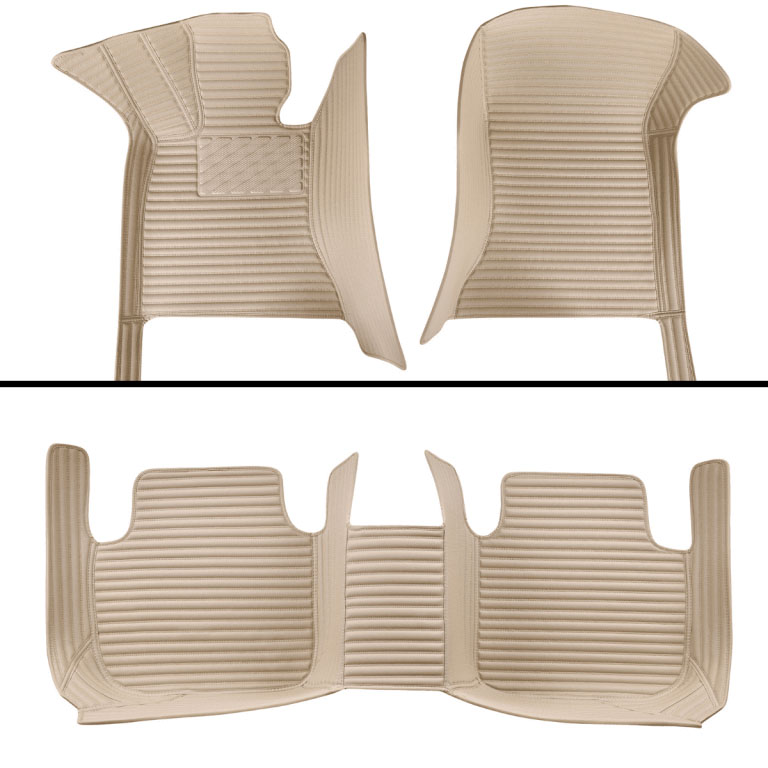 Low Cost Beige Luxury Leather Stripe Car Mats