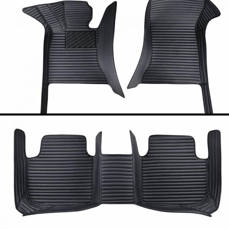 Low Cost Black Luxury Leather Stripe Car Mats