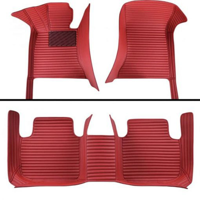 Low Cost Maroon Luxury Leather Stripe Car Mats