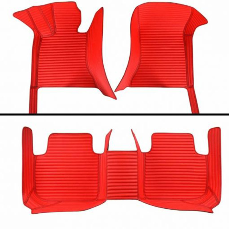 Low Cost Red Luxury Leather Stripe Car Mats
